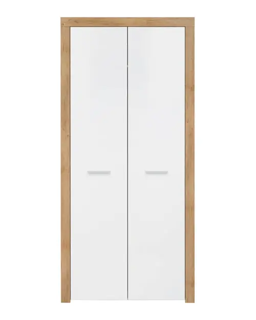 Armario de dos puertas Balder 90 cm roble riviera/blanco brillo