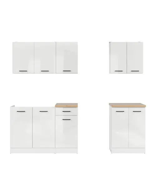 Zestaw kuchenny Junona Line A 180 cm biały połysk z blatem