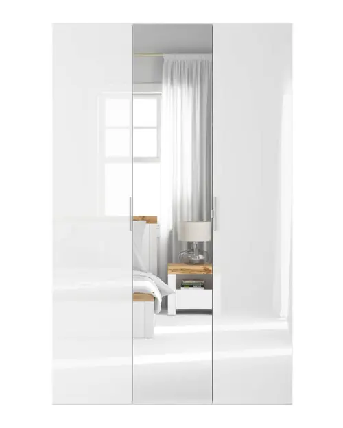 Armario modular Flex 150 cm con puertas y espejo blanco brillo