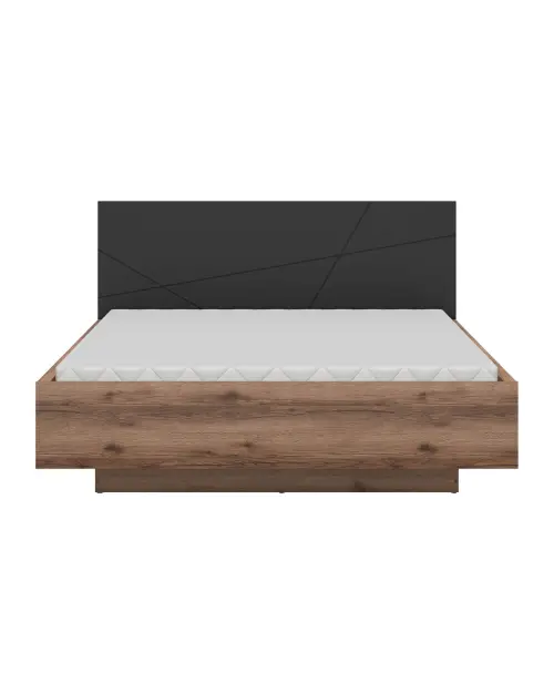 Cama Forn 160x200 con somier y contenedor roble delano oscuro/negro
