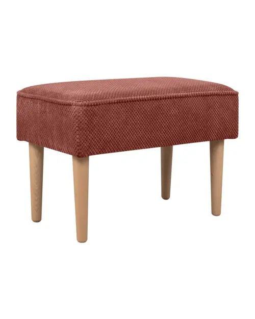 Puf rectangular Milo de terciopelo rojo