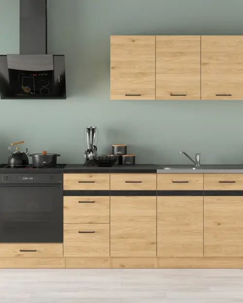 Conjunto de cocina Junona Line 300 cm roble bernstein