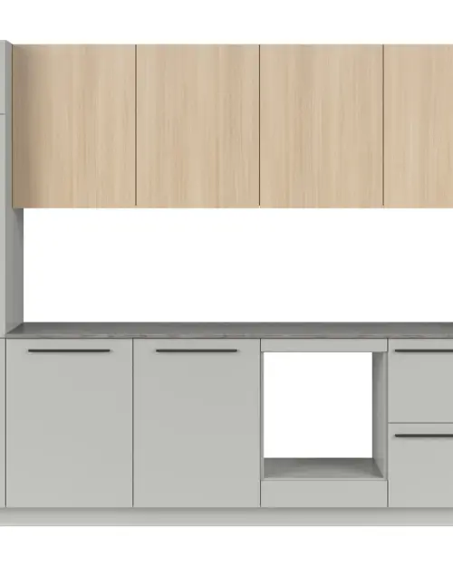 Conjunto de cocina Milino Medium B 332 cm gris/roble con encimera