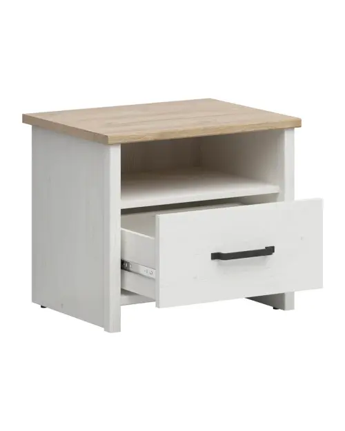 Mesita de noche Loksa 55 cm con cajón pino andersen blanco