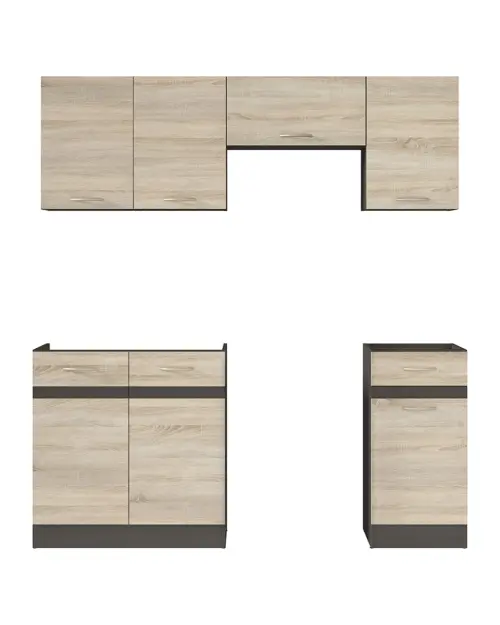 Conjunto de cocina Junona Line 180 cm roble sonoma con encimera