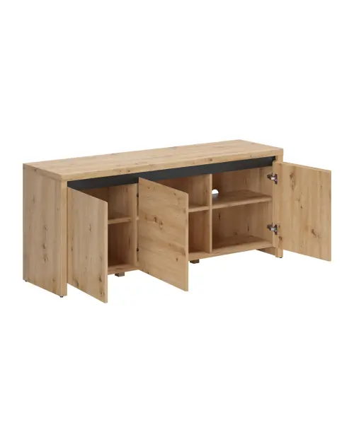 Mueble TV Larios 143 cm con 3 puertas roble artisan/negro