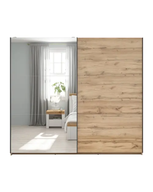 Armario de puertas correderas Tetrix 220 cm con espejo roble wotan