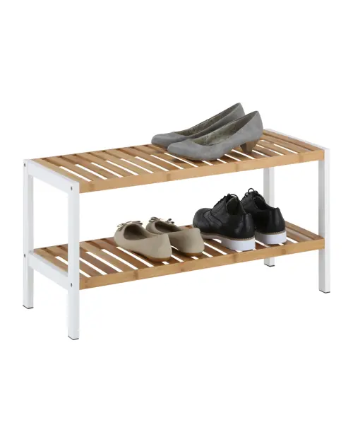 Zapatero Anna II 70 cm bambú/blanco