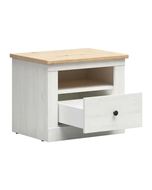 Mesita de noche Frija 58 cm con cajón pino andersen blanco