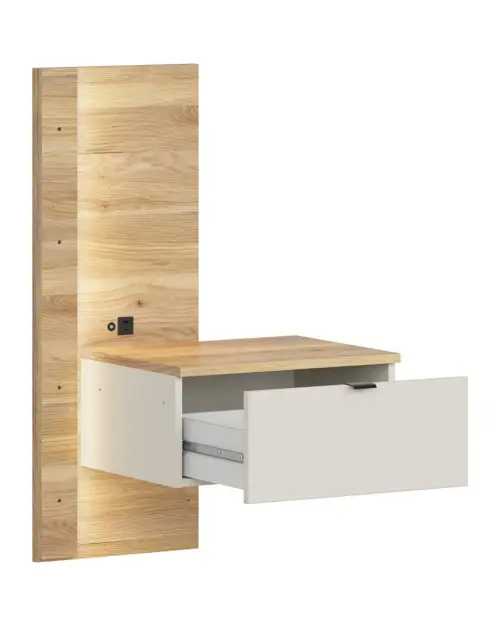 Mesita de noche Glamour 50 derecha con cajón cachemira/roble mauvella USB LED