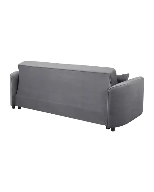 Sofá cama de tres plazas Akaro plegable con contenedor, terciopelo gris