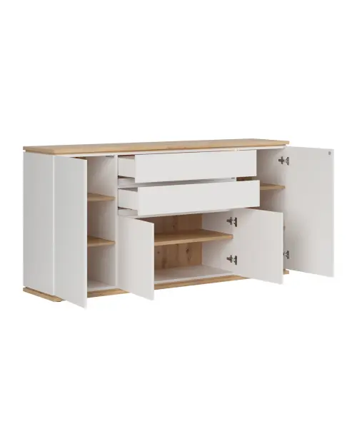 Cómoda Yamael 184 cm con 4 puertas y 2 cajones blanca
