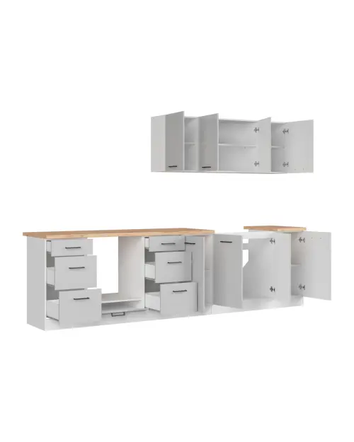 Zestaw kuchenny Junona Line 300 cm jasnoszary połysk z blatem