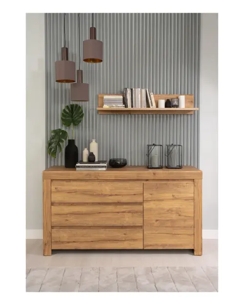 Cómoda Holten 156 cm con armario y 3 cajones roble waterford