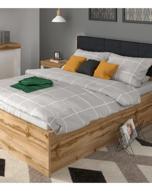 Cama Tetrix 160x200 con somier y contenedor roble wotan