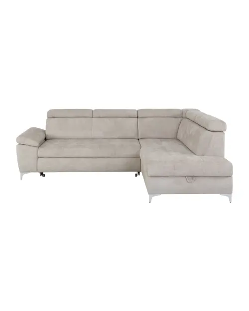 Right-hand corner sofa bed Raul with storage beige