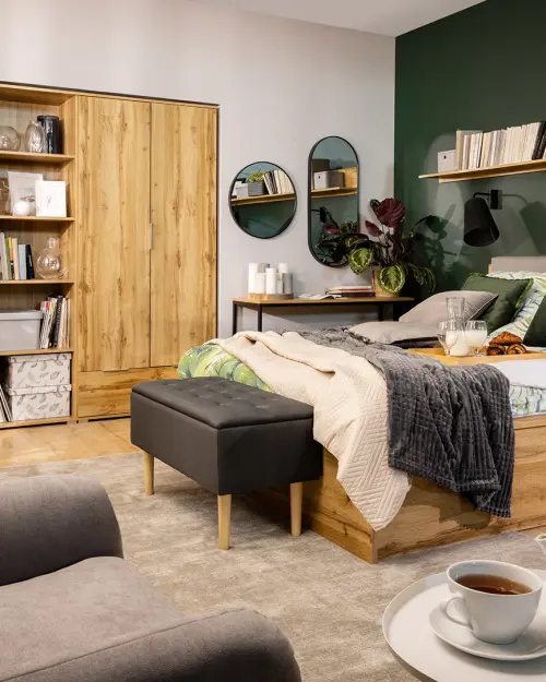 Cama Zele 140x200 roble wotan