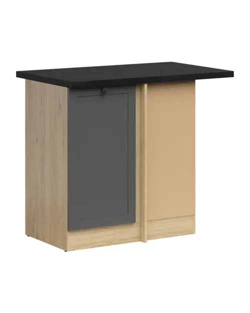 Mueble de cocina bajo de rincón Junona Line derecho grafito con encimera ocupa un rincón de 100x60 cm