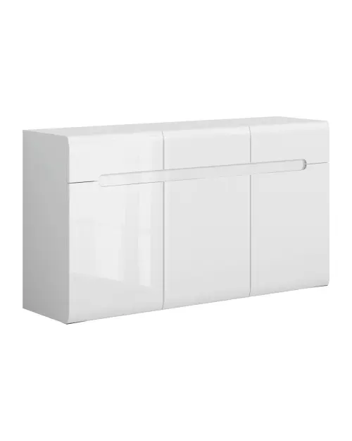 Cómoda Azteca Trio 150 cm con 3 puertas y 3 cajones blanco brillo