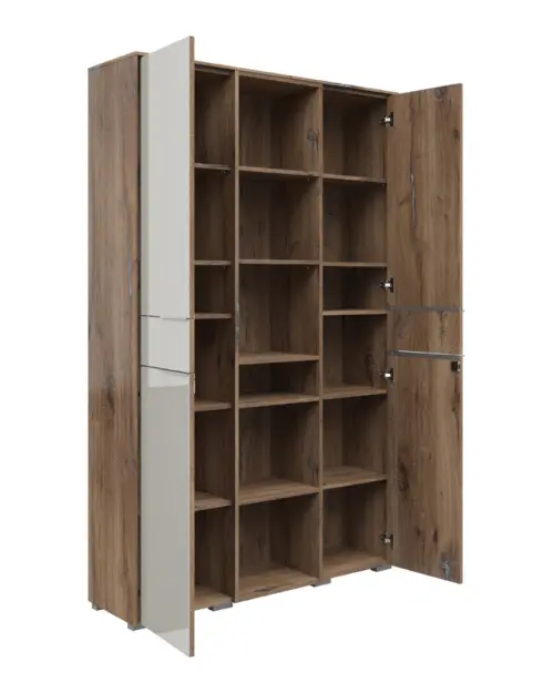 Estantería Nevada A 122 cm con 2 puertas y estantes roble flagstaff oscuro