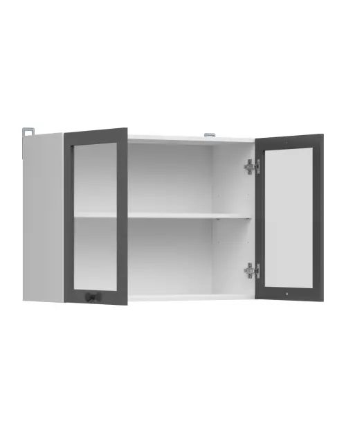 Armario de cocina superior Junona Line 80 cm de dos puertas con vitrina grafito