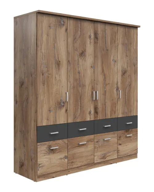 Шкаф четырехдверный Brando-4 181 см с ящиками дуб флагстафф темный