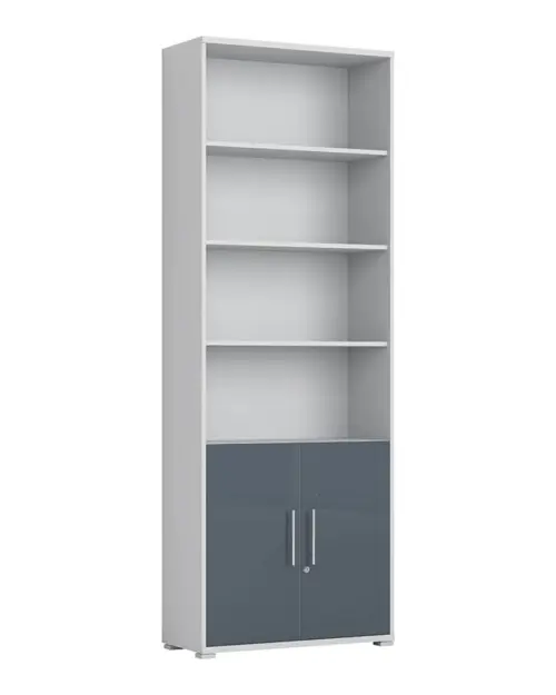 Estantería Office Lux 79 cm con 2 puertas y 4 estantes gris claro