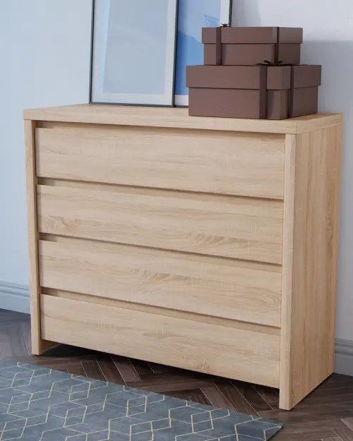 Cómoda Kaspian con 4 cajones roble sonoma