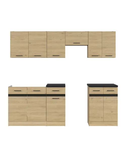 Conjunto de cocina Junona Line 230 cm roble bernstein con encimera