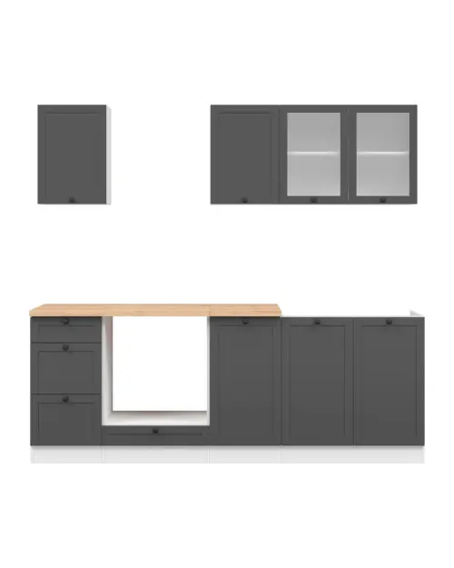 Zestaw kuchenny Junona Line 220 cm grafit z blatem