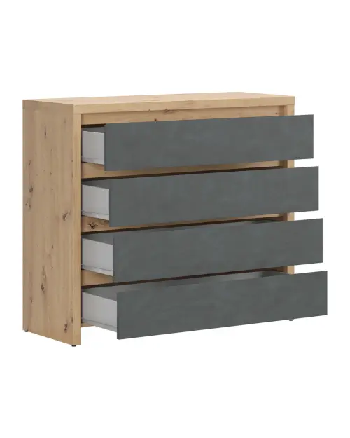 Cómoda Larios 105 cm con 4 cajones roble artisan/matera