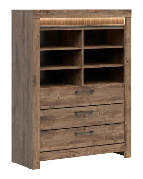 Estantería Torin 114 cm con 3 cajones y 6 estantes roble ribbeck marrón