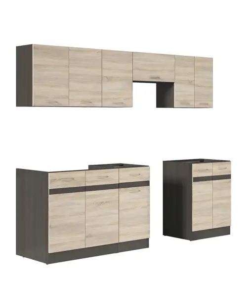 Conjunto de cocina Junona Line 240 cm roble sonoma sin encimera