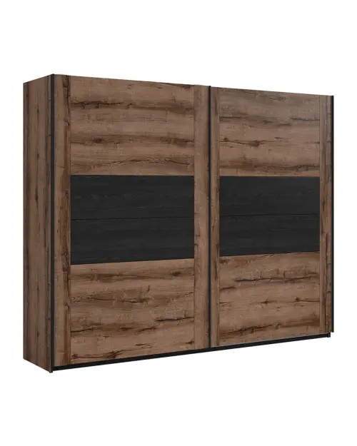 Armario de puertas correderas Kassel 270 guardarropa roble monastery/negro