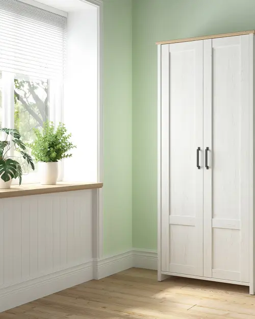 Armario de dos puertas Loksa 101 cm pino andersen blanco/roble grandson