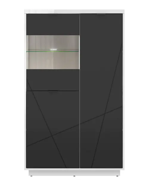 Vitrina Forn 94 cm con 3 puertas blanco brillo/negro mate