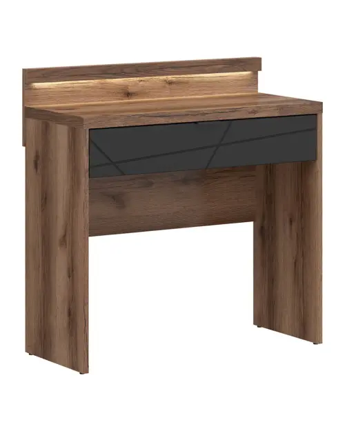 Tocador con iluminación Forn 90 cm con cajón roble delano oscuro/negro