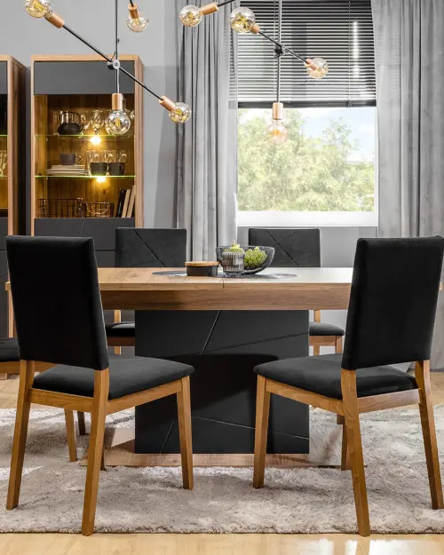 Vitrina Forn 64 cm con 2 puertas roble delano oscuro/negro mate