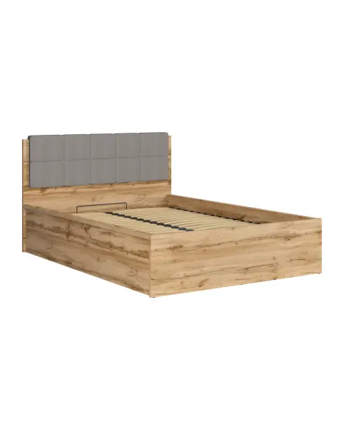 Cama Tetrix 140x200 con somier y contenedor roble wotan