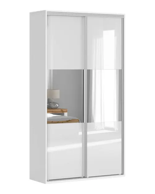 Шкаф-купе Flex 120 см с зеркалом белый глянец