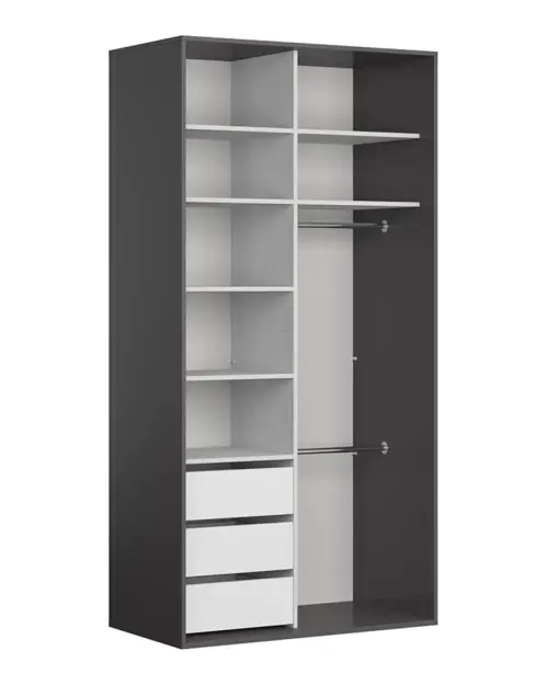 Шкаф-купе Flex 120 см графит/черный глянец