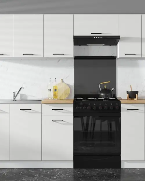 Conjunto de cocina Junona Line 240 cm brillo tiza con encimera