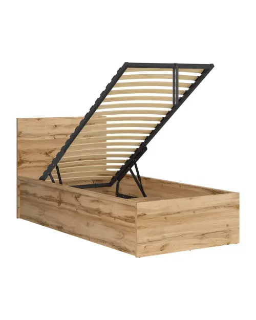 Cama Tetrix 90x200 con somier y contenedor roble wotan