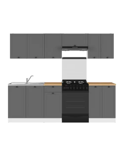 Conjunto de cocina Junona Line 240 cm grafito con encimera