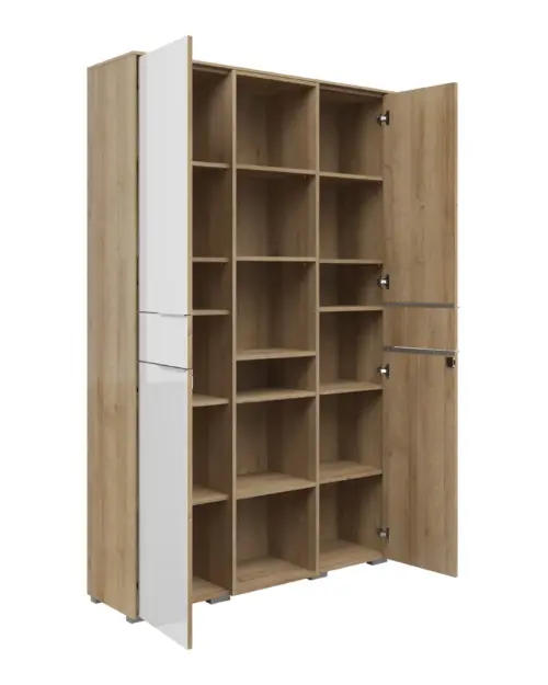 Estantería Nevada A 122 cm con 2 puertas y estantes roble riviera