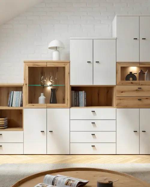 Vitrina System 64 con 2 puertas roble coast evoke