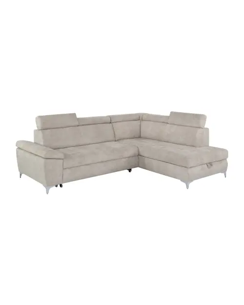 Right-hand corner sofa bed Raul with storage beige