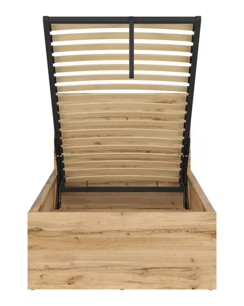 Cama Tetrix 90x200 con somier y contenedor roble wotan