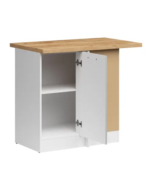 Armario de cocina bajo de esquina Junona Line derecho gris claro brillo con encimera 100x60 cm