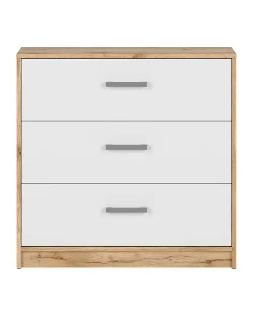 Cómoda Matos 80 cm con 3 cajones roble wotan/blanco